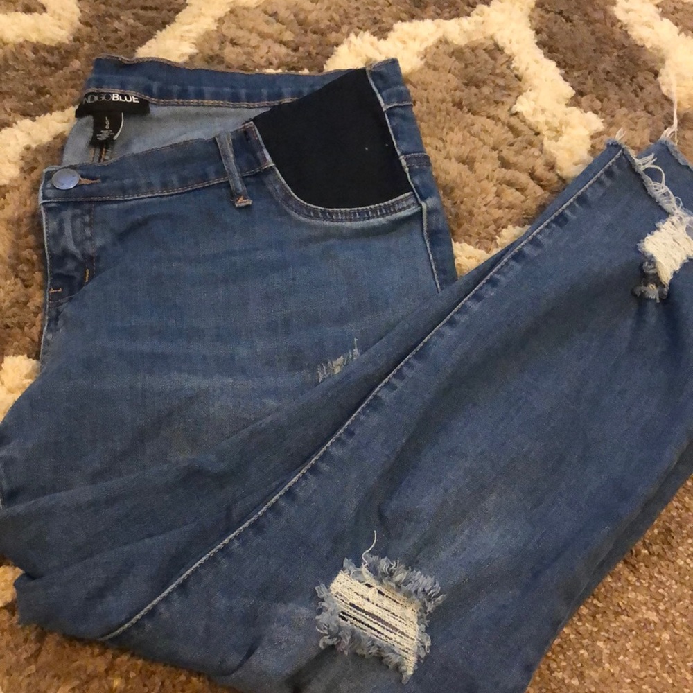 Indigo blue maternity capri from motherhood